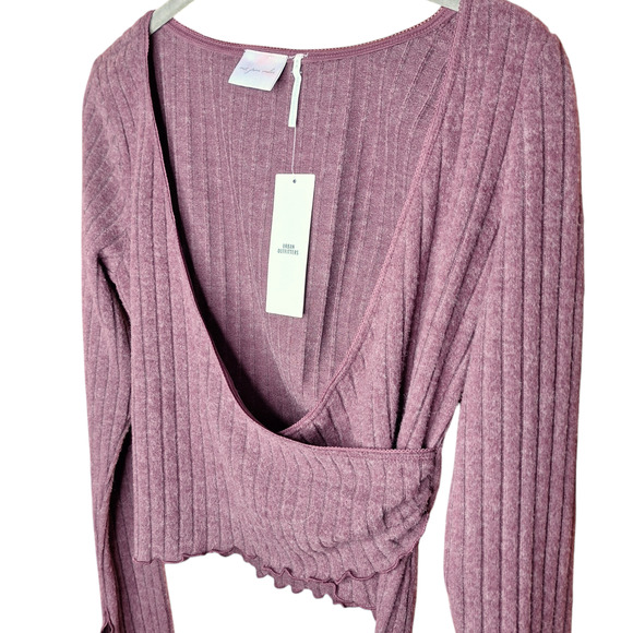 Urban outfitters out from under NEW Lila Brushed rib wrap top maroon red soft - Picture 6 of 6